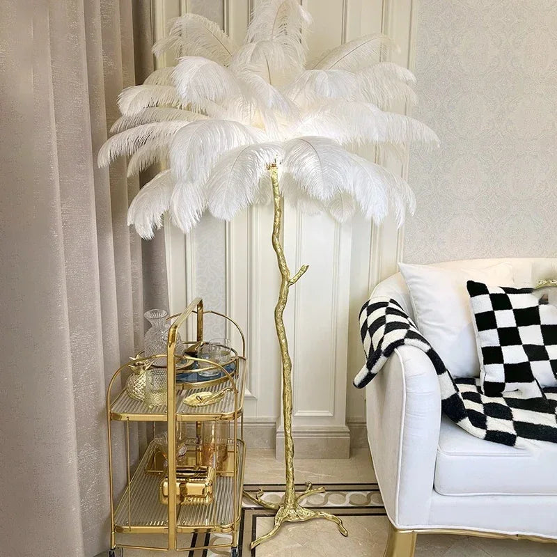 Ostrich Feather Floor Lamp - Luxurious Modern Lighting with Unique Design