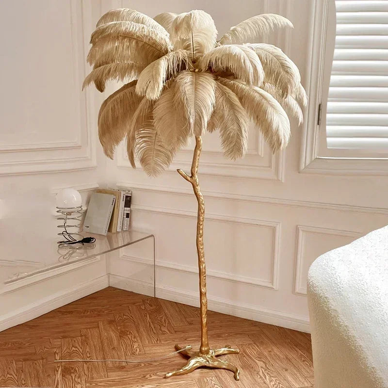 Ostrich Feather Floor Lamp - Luxurious Modern Lighting with Unique Design