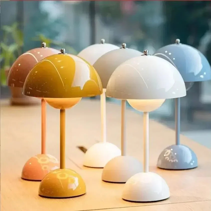 Nordic LED Mushroom Table Lamp: Modern Rechargeable Touch-Control Lighting