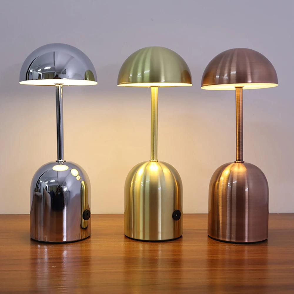 Portable Modern Metal Dimmable Table Lamp: USB Rechargeable Atmosphere Light