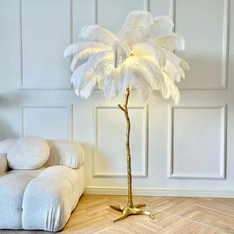 Ostrich Feather Floor Lamp - Luxurious Modern Lighting with Unique Design