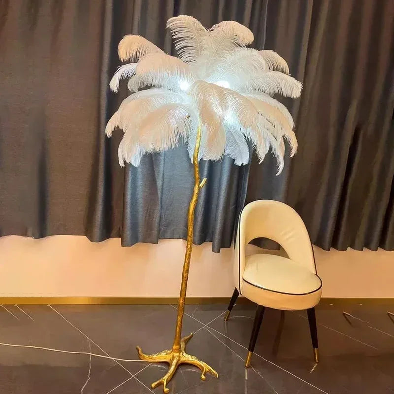 Ostrich Feather Floor Lamp - Luxurious Modern Lighting with Unique Design